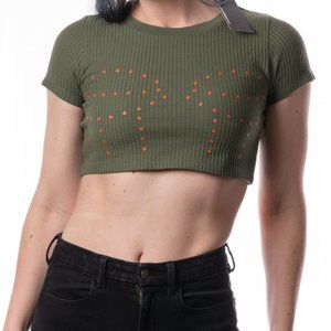 House of Holland Waffle Knit Stud Detail Crop Top